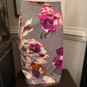 Trina Turk Gray Pencil Skirt with Fuchsia Floral Print